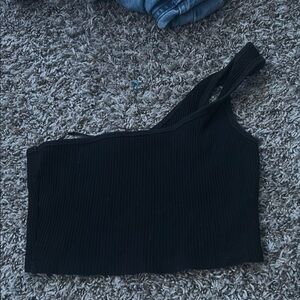 SHEIN Black Asymmetrical Sleeveless Tank Top